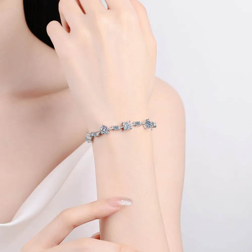 6.2 Carat Moissanite 925 Sterling Silver Bracelet - Swiss Jewellers