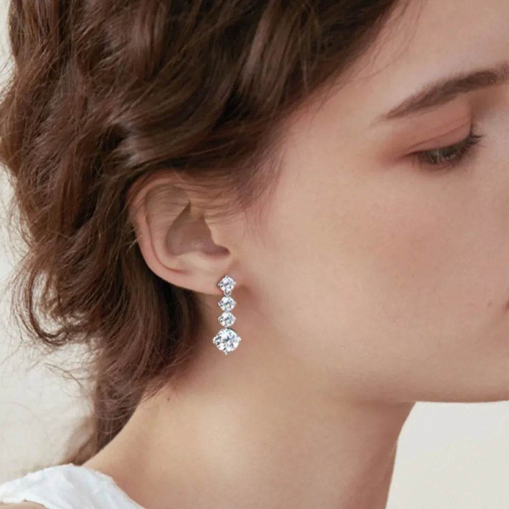 4 Carat Moissanite 925 Sterling Silver Earrings - Swiss Jewellers