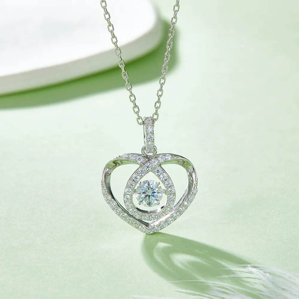 Moissanite 925 Sterling Silver Heart Shape Necklace - Swiss Jewellers