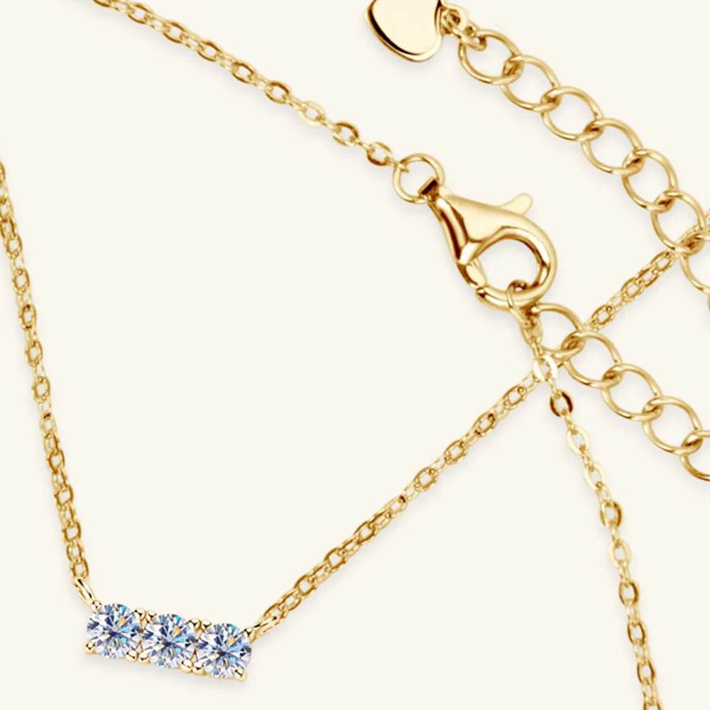 925 Sterling Silver Inlaid Moissanite Bar Necklace - Swiss Jewellers
