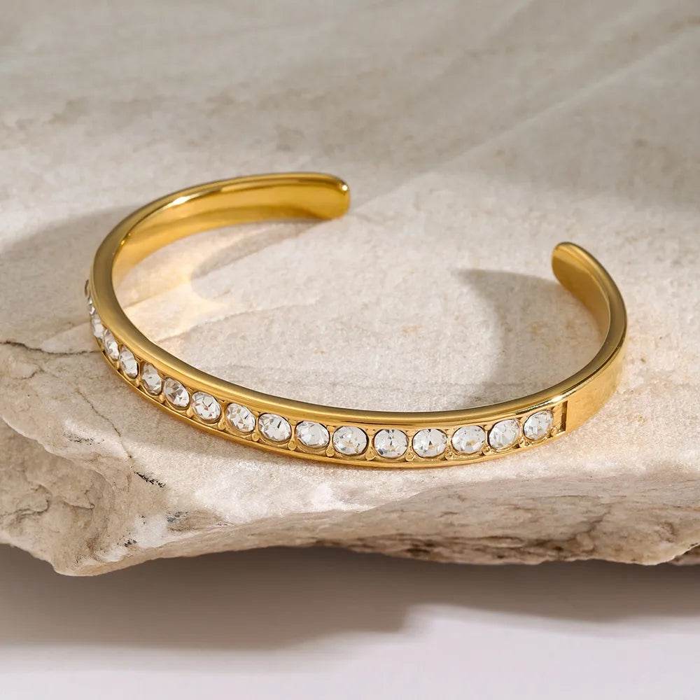 Stainless Steel Inlaid Zircon Bracelet - Swiss Jewellers