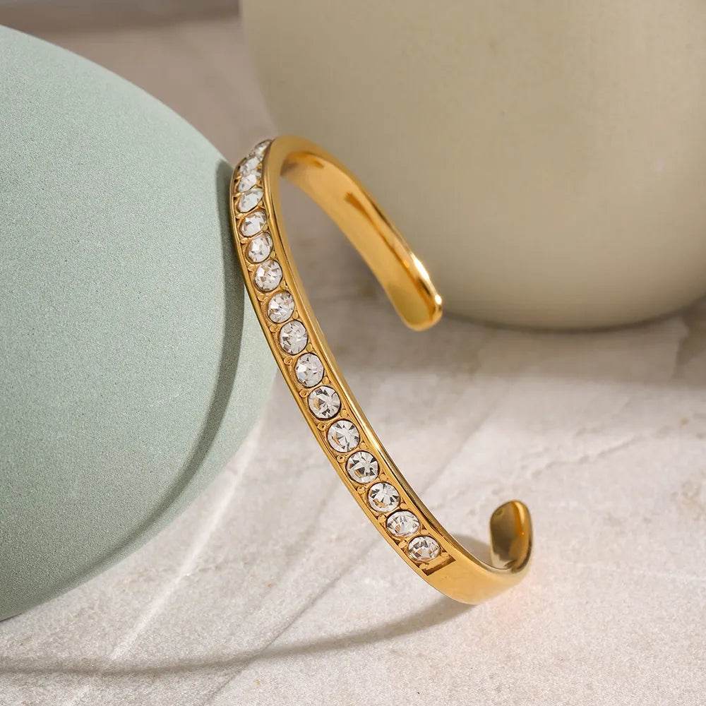 Stainless Steel Inlaid Zircon Bracelet - Swiss Jewellers