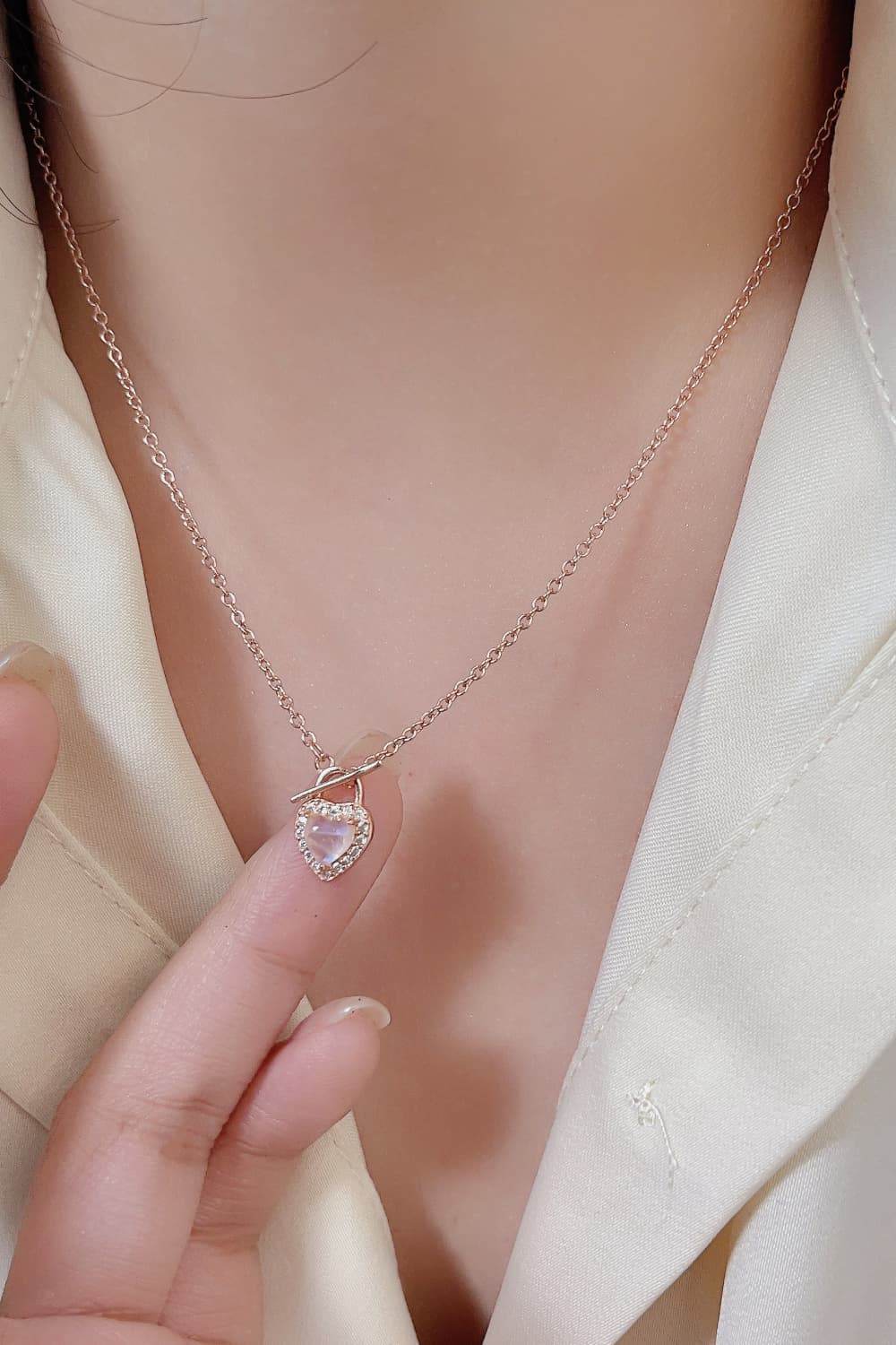 Moonstone Heart Lock Pendant Necklace - Swiss Jewellers