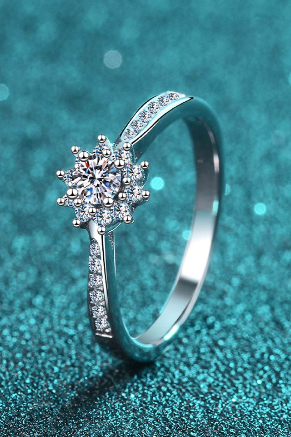Moissanite Rhodium-Plated Snowflake Ring - Swiss Jewellers