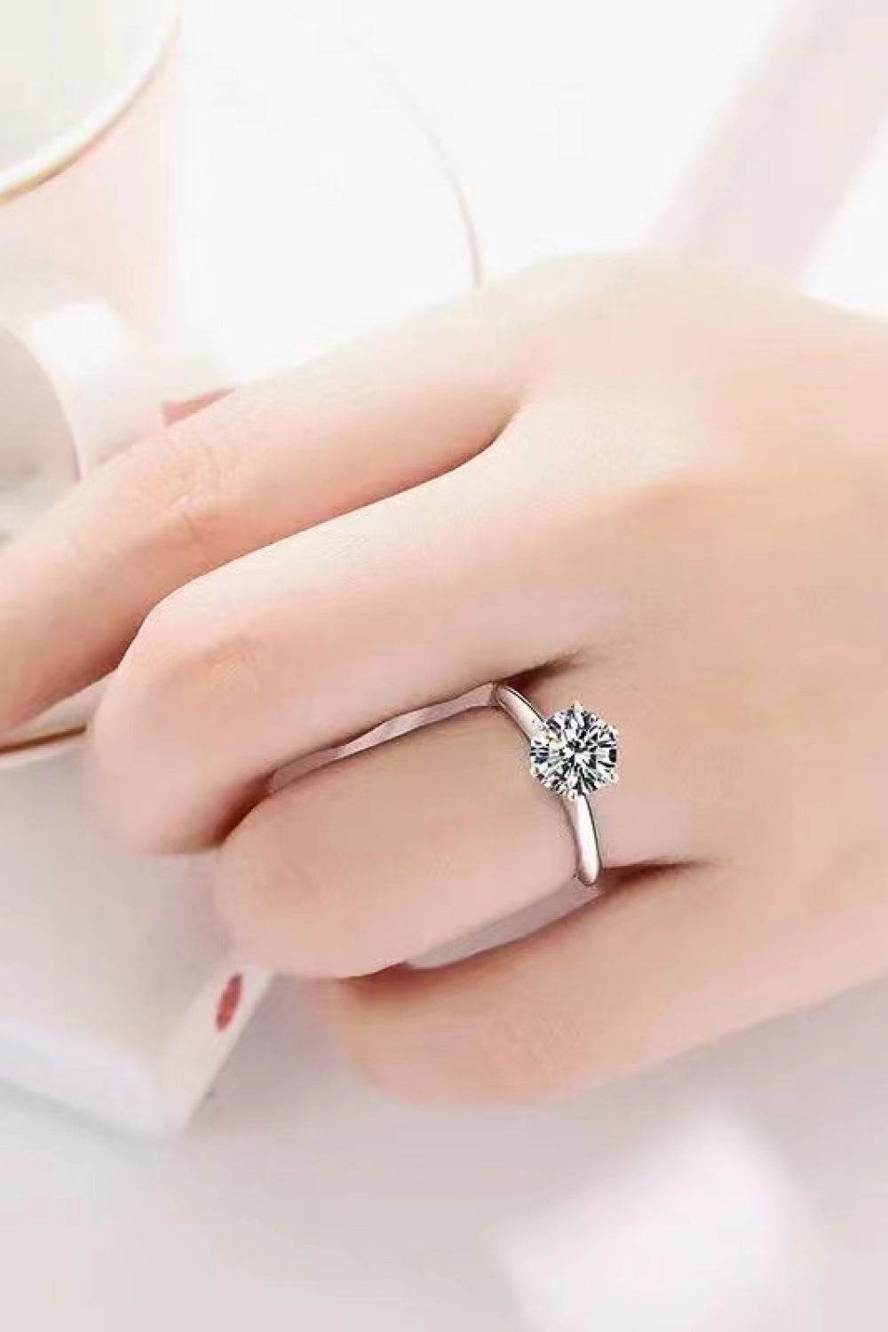 Adored 925 Sterling Silver 3 Carat Moissanite 6-Prong Ring - Swiss Jewellers