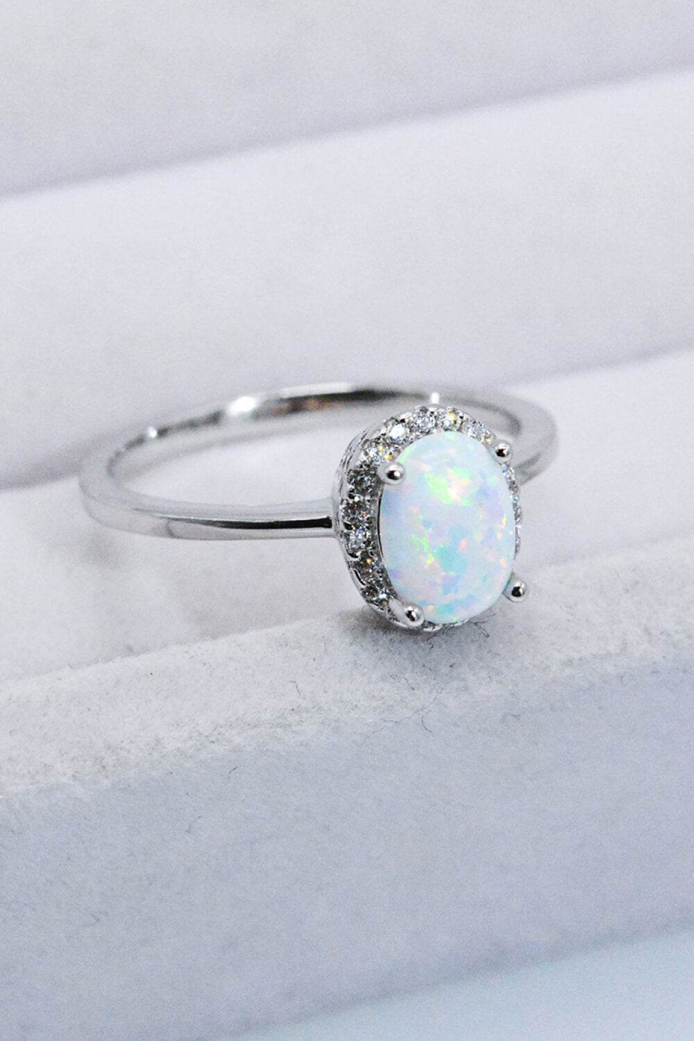 925 Sterling Silver 4-Prong Opal Ring - Swiss Jewellers