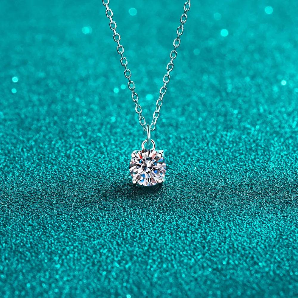 1 Carat Moissanite 925 Sterling Silver Necklace - Swiss Jewellers