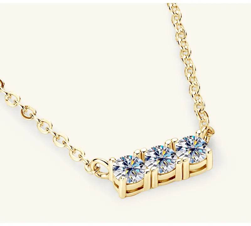 925 Sterling Silver Inlaid Moissanite Bar Necklace - Swiss Jewellers