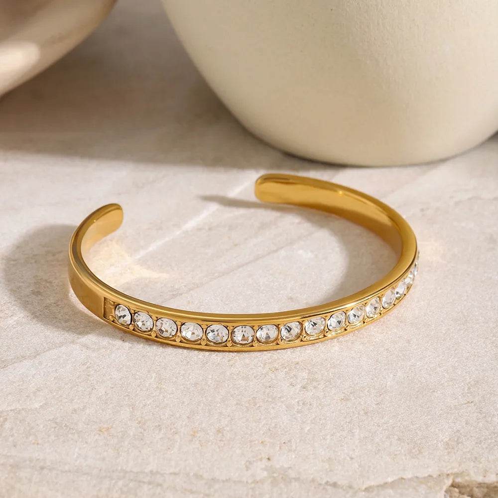 Stainless Steel Inlaid Zircon Bracelet - Swiss Jewellers