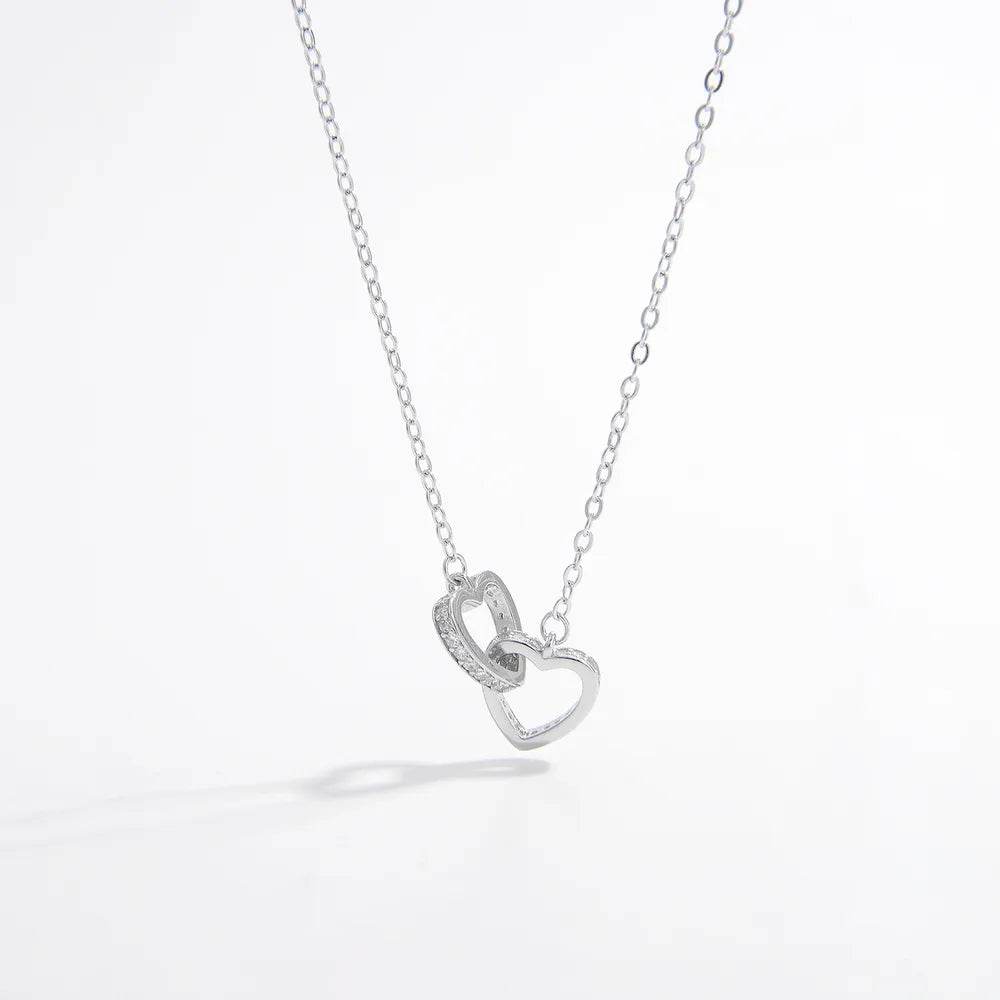 925 Sterling Silver Inlaid Zircon Heart Necklace - Swiss Jewellers