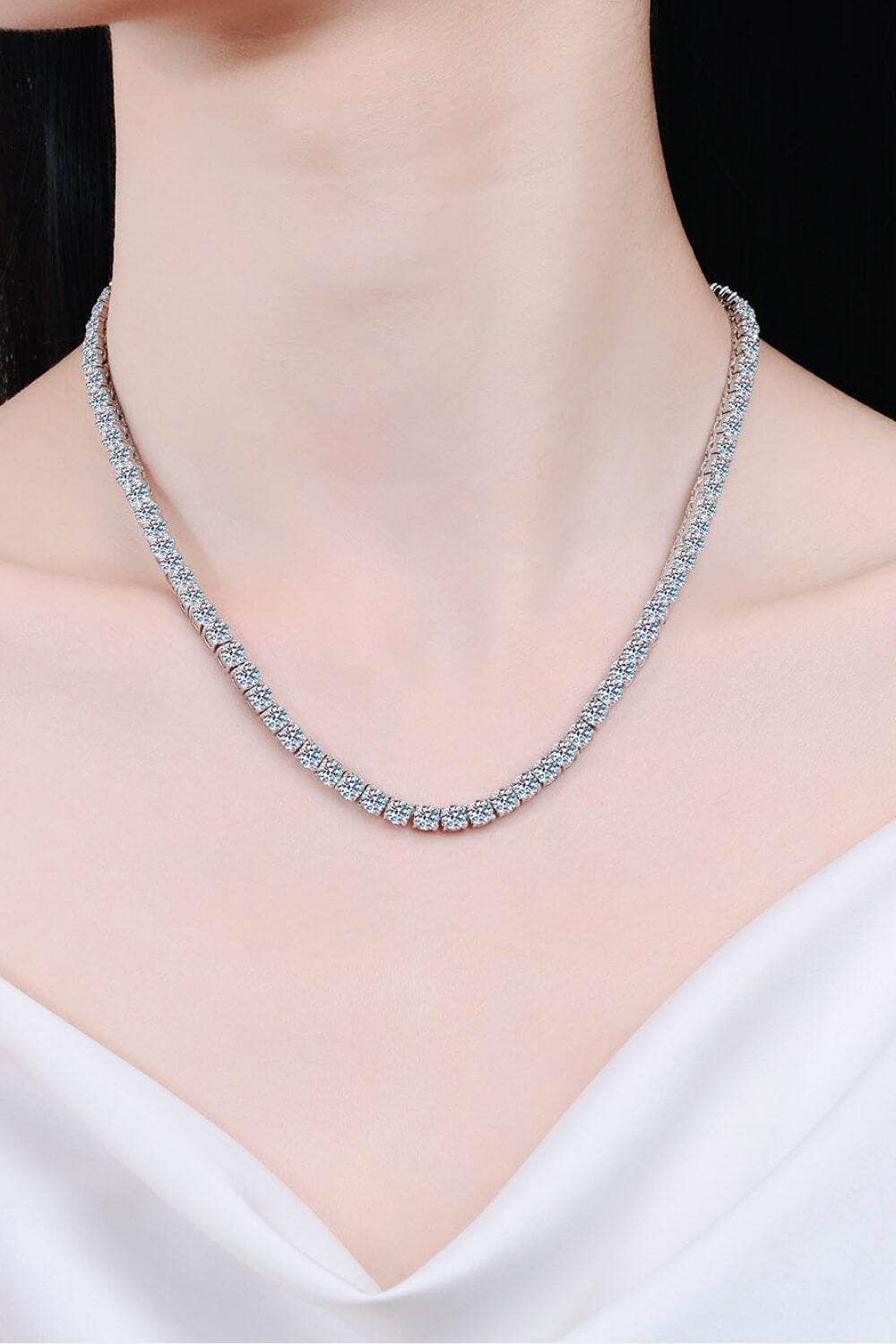 Moissanite Rhodium-Plated Necklace - Swiss Jewellers