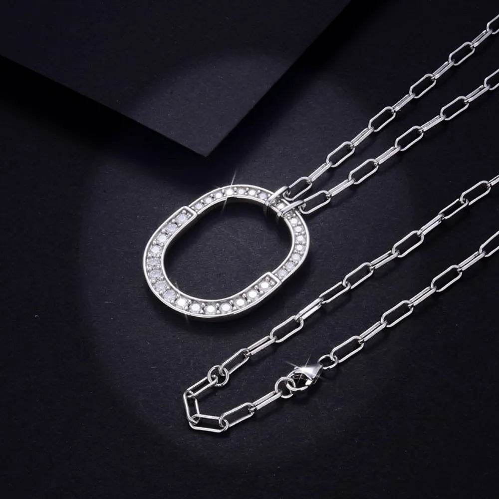 925 Sterling Silver Inlaid Moissanite Pendant Necklace - Swiss Jewellers