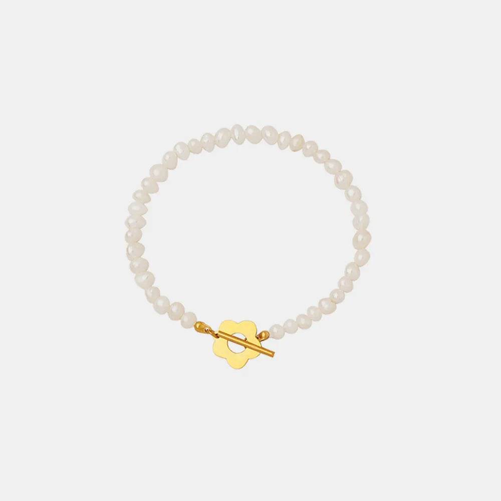 Titanium Steel Pearl Flower Bracelet - Swiss Jewellers