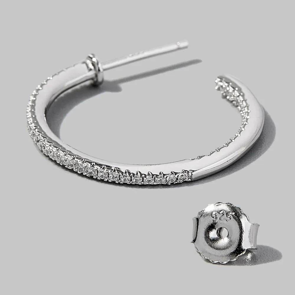 Zircon 925 Sterling Silver C-Hoop Earrings - Swiss Jewellers
