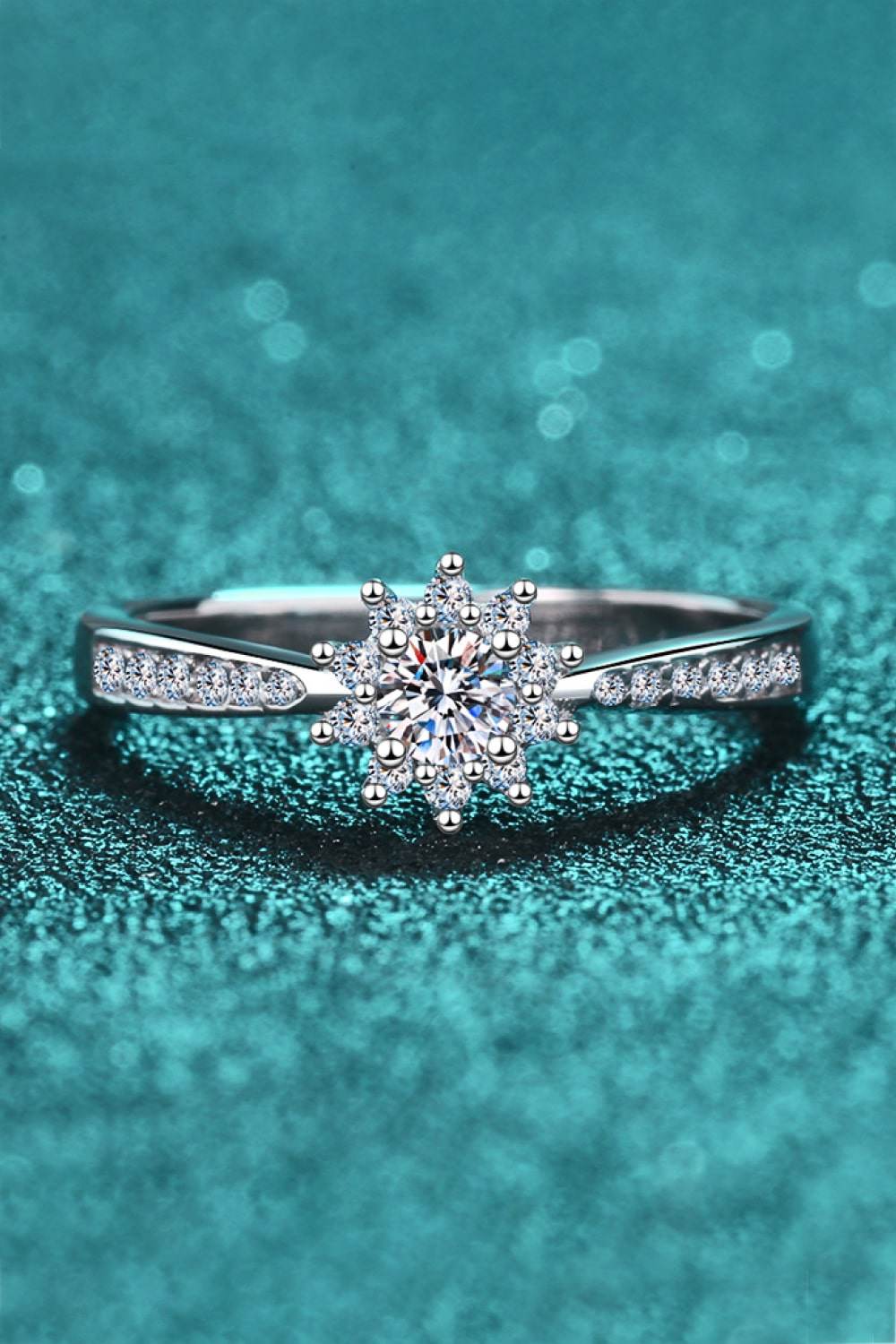 Moissanite Rhodium-Plated Snowflake Ring - Swiss Jewellers