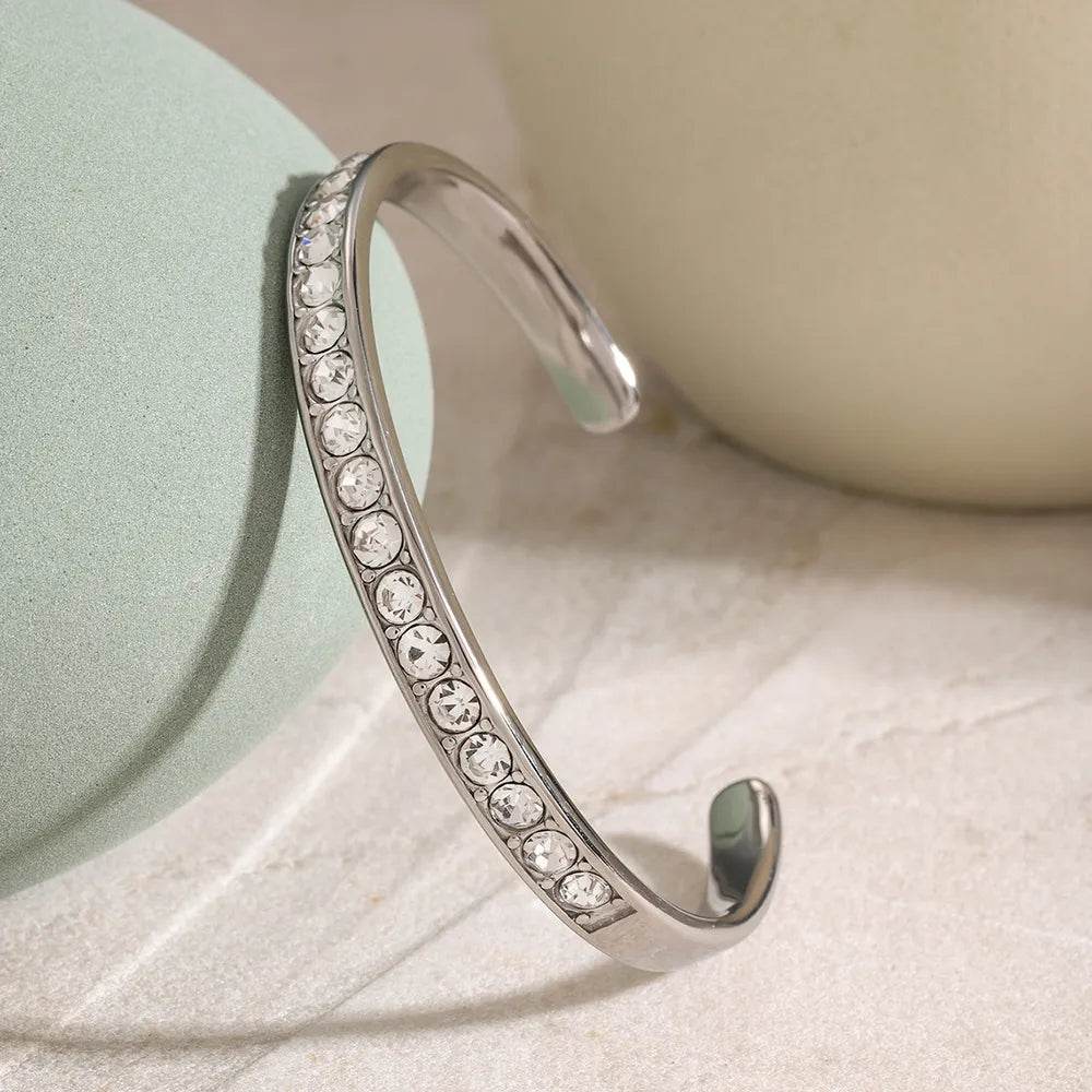 Stainless Steel Inlaid Zircon Bracelet - Swiss Jewellers