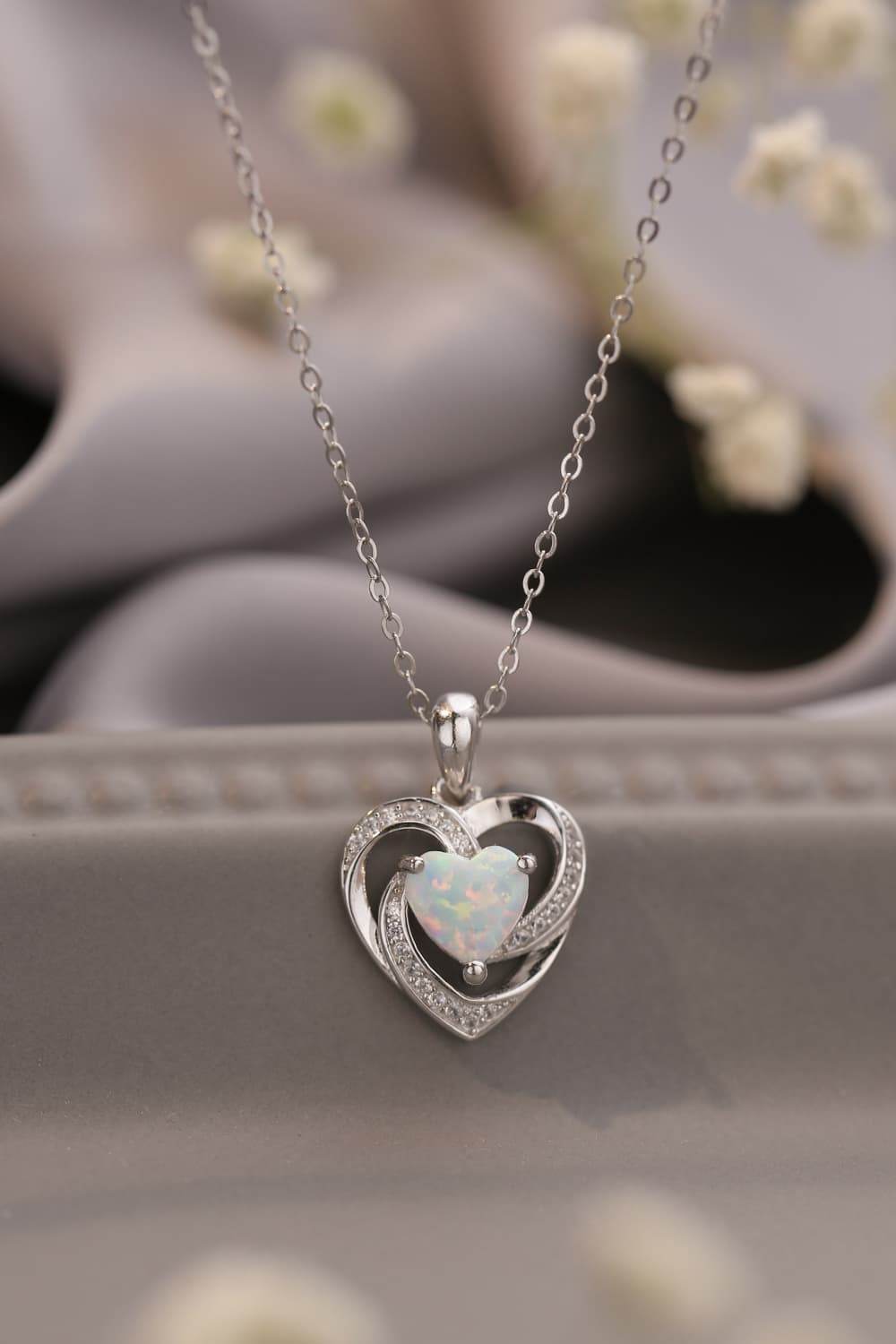 Opal Heart Pendant Necklace - Swiss Jewellers