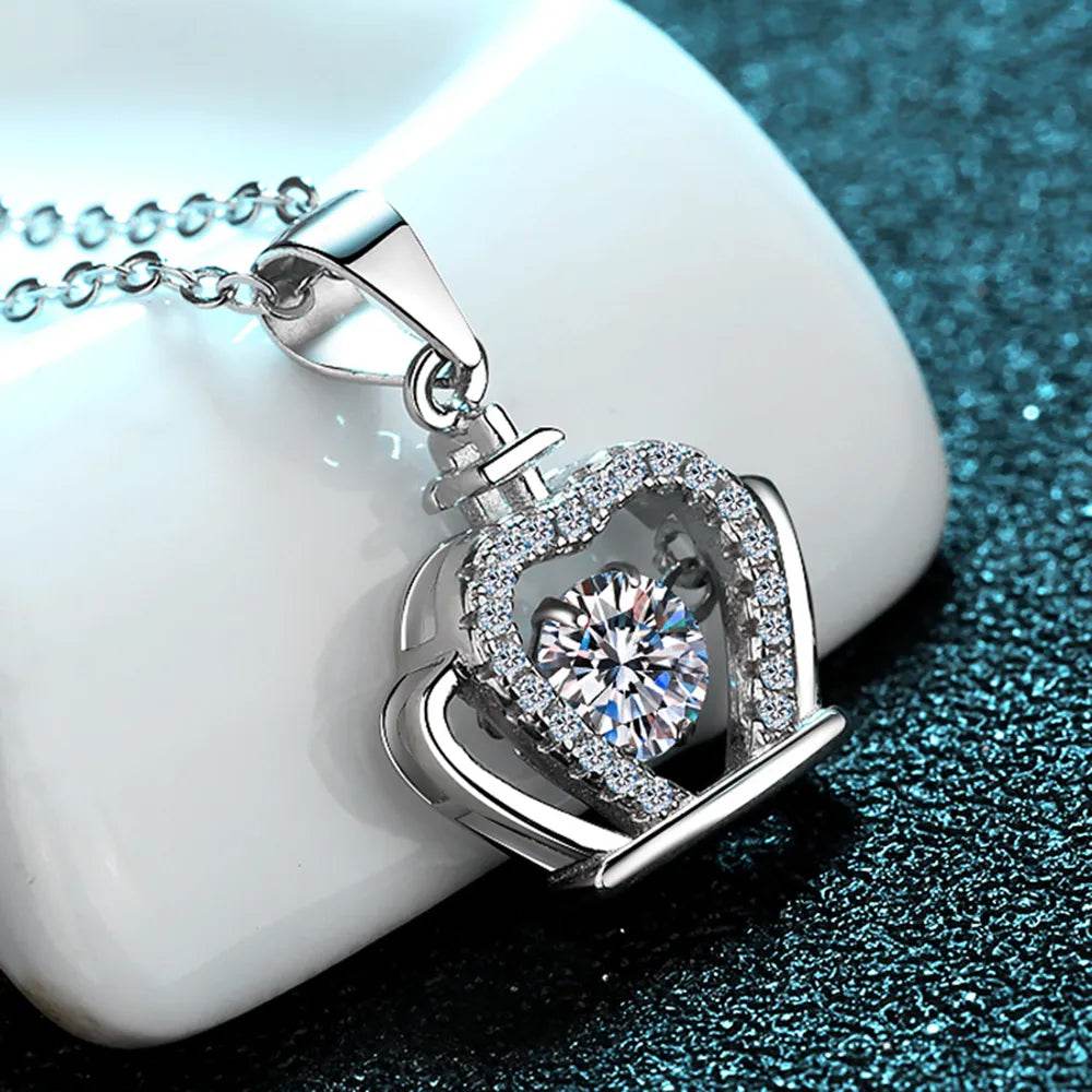 Moissanite Crown 925 Sterling Silver Necklace - Swiss Jewellers