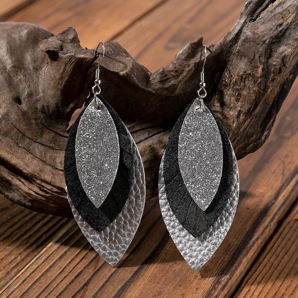 PU Leather Drop Earrings - Swiss Jewellers