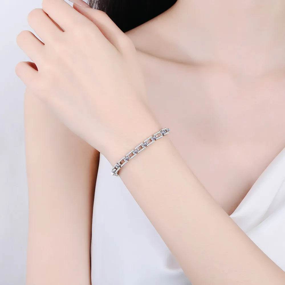 3.2 Carat Moissanite 925 Sterling Silver Bracelet - Swiss Jewellers