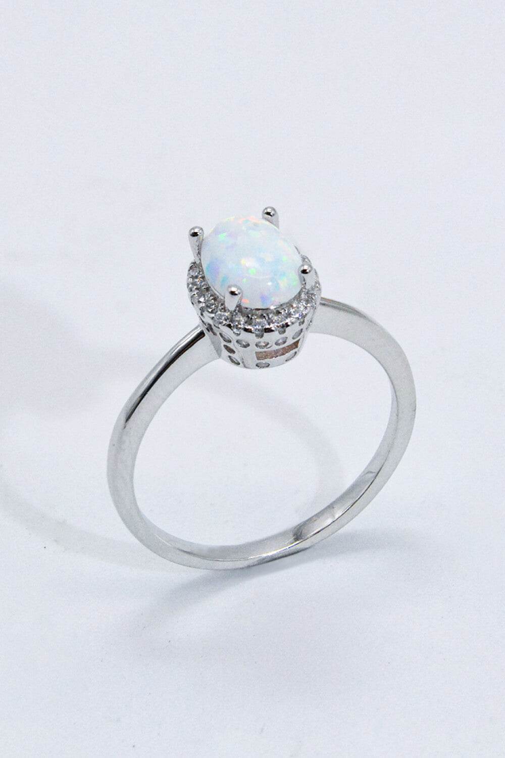 925 Sterling Silver 4-Prong Opal Ring - Swiss Jewellers