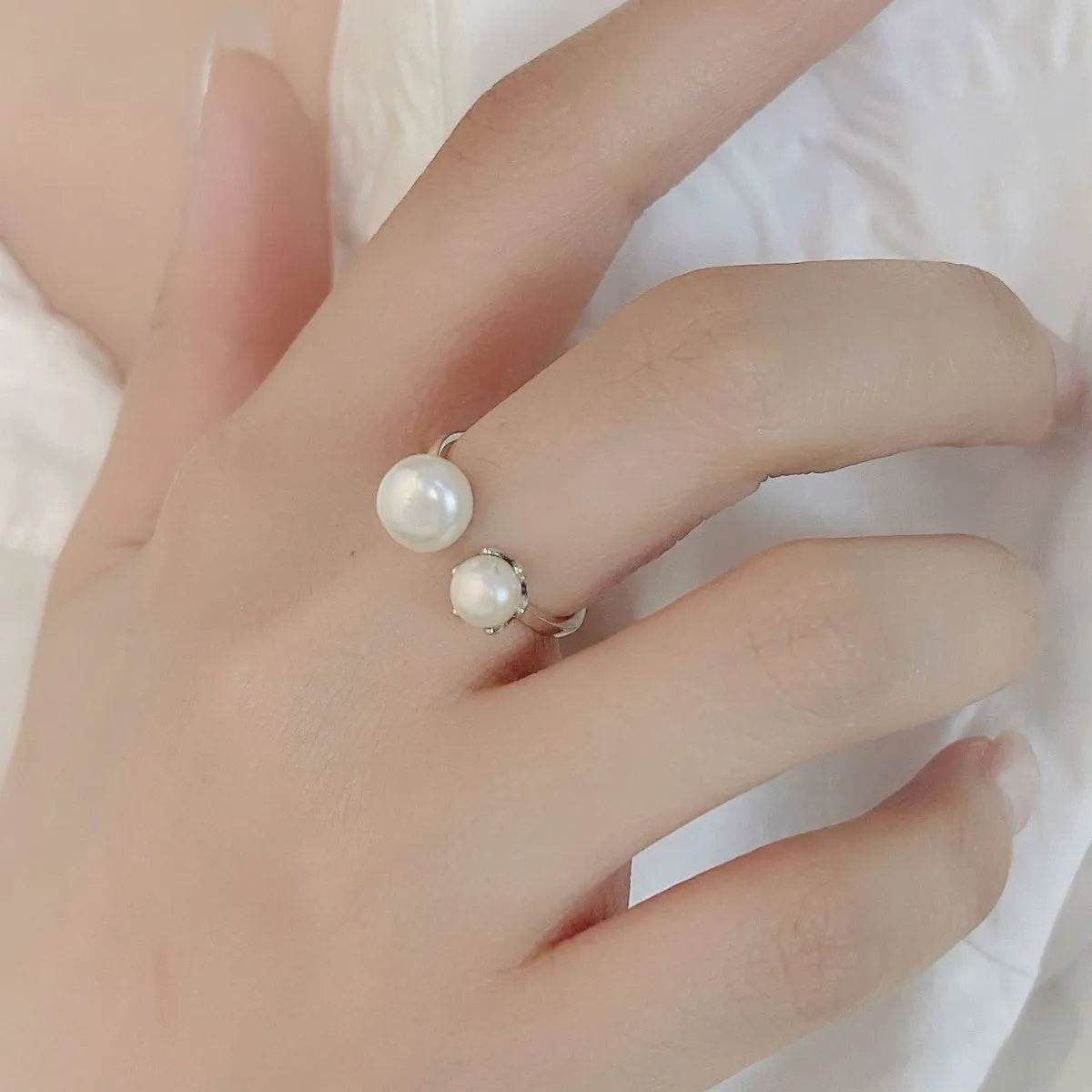 Pearl 925 Sterling Silver Open Ring - Swiss Jewellers