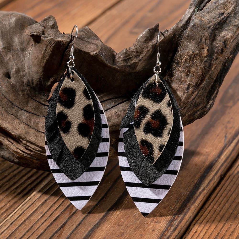 PU Leather Drop Earrings - Swiss Jewellers