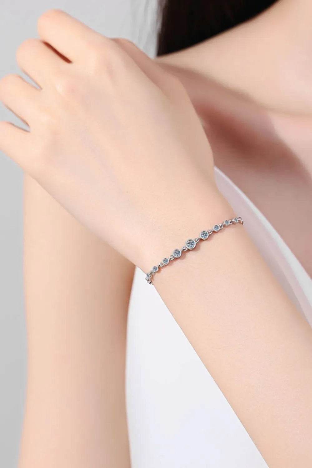 925 Sterling Silver Inlaid Moissanite Bracelet - Swiss Jewellers