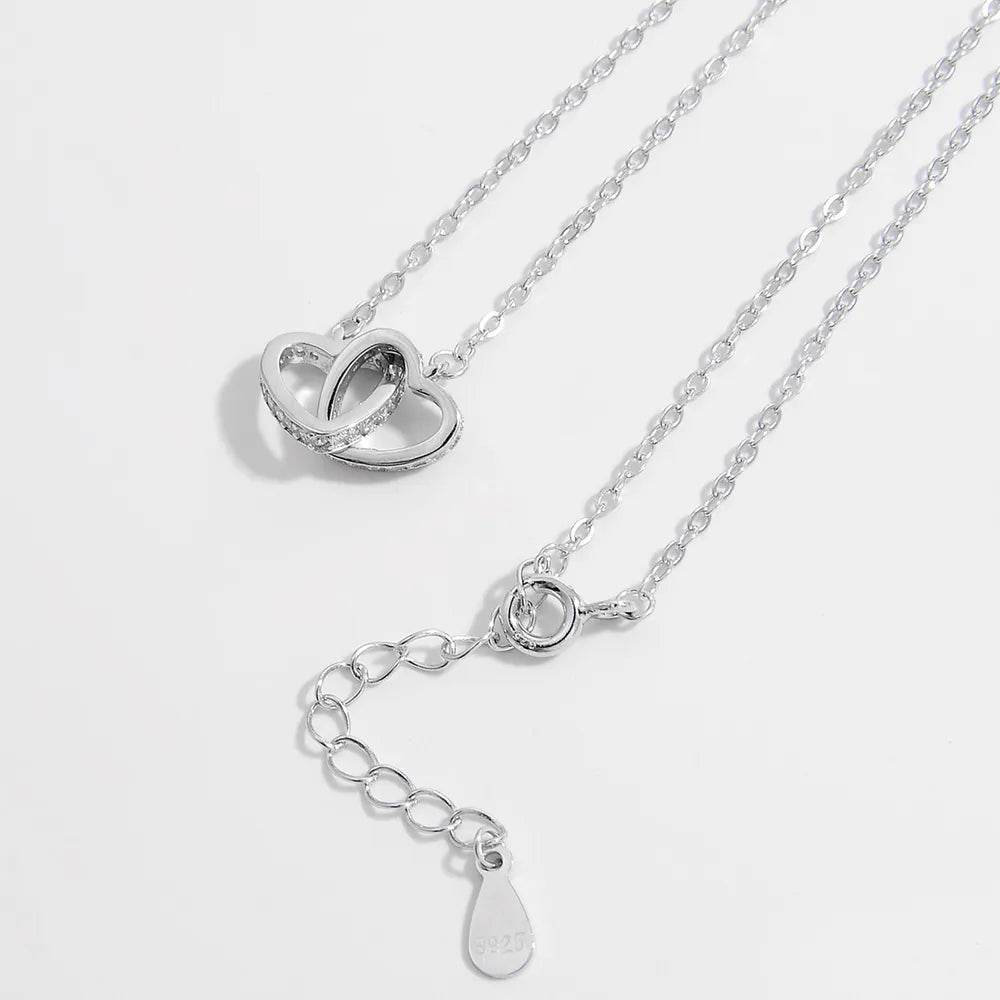 925 Sterling Silver Inlaid Zircon Heart Necklace - Swiss Jewellers
