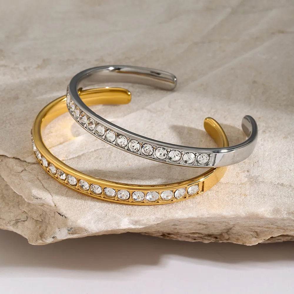 Stainless Steel Inlaid Zircon Bracelet - Swiss Jewellers