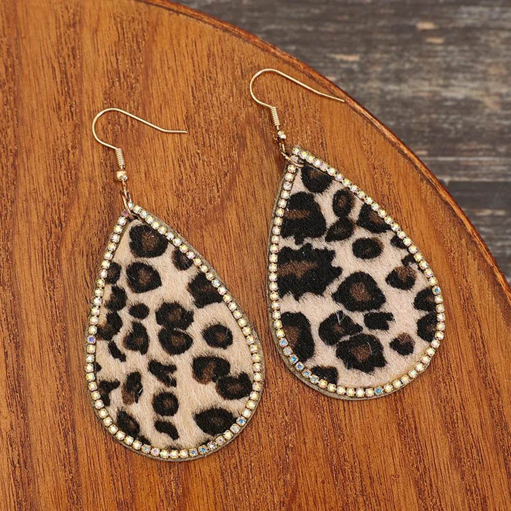 Zircon PU Leopard Teardrop Earrings - Swiss Jewellers