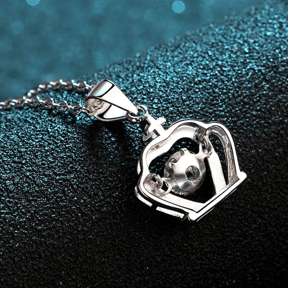 Moissanite Crown 925 Sterling Silver Necklace - Swiss Jewellers