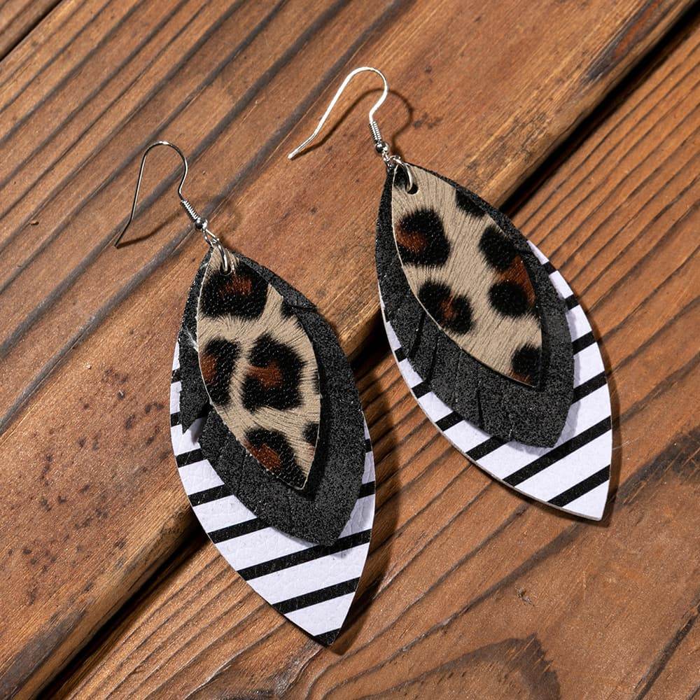 PU Leather Drop Earrings - Swiss Jewellers