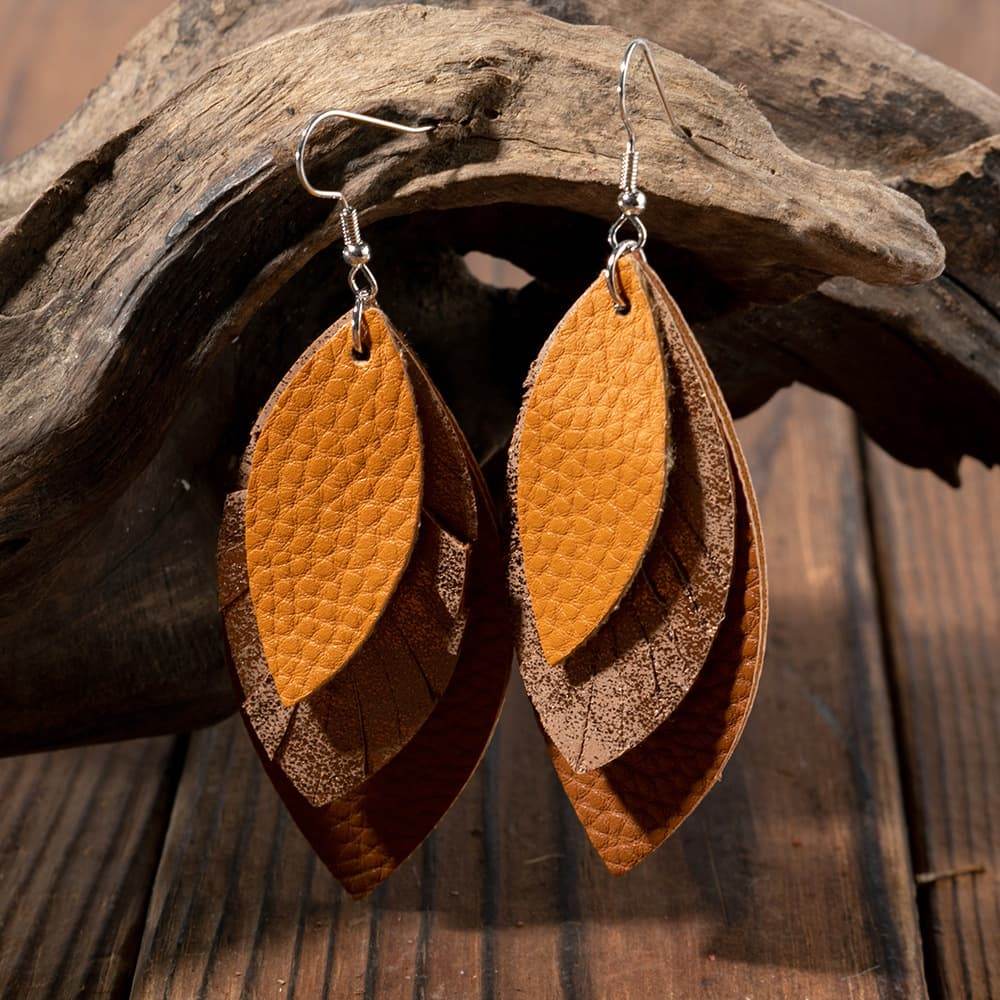 PU Leather Drop Earrings - Swiss Jewellers