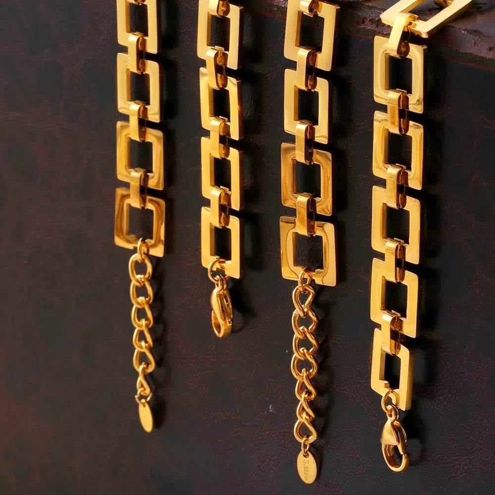 Titanium Steel Hollow Square Chain Bracelet - Swiss Jewellers