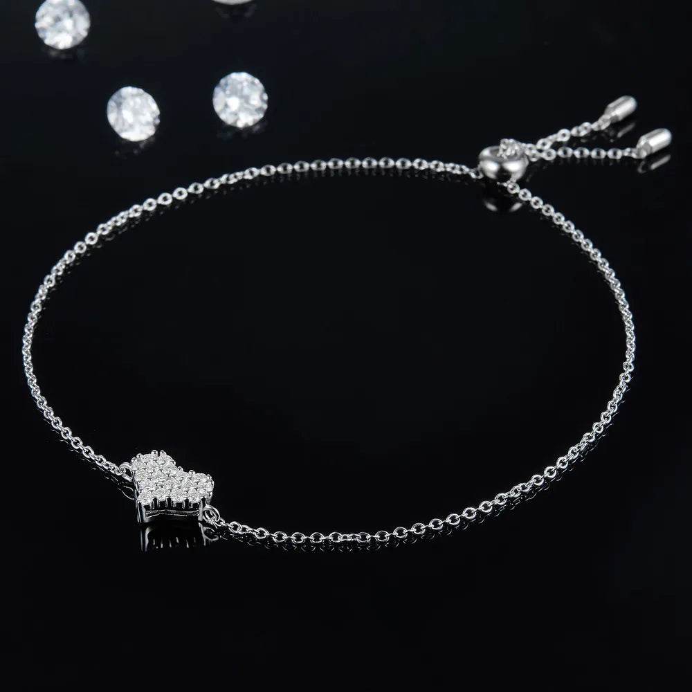 Moissanite 925 Sterling Silver Heart Bracelet - Swiss Jewellers